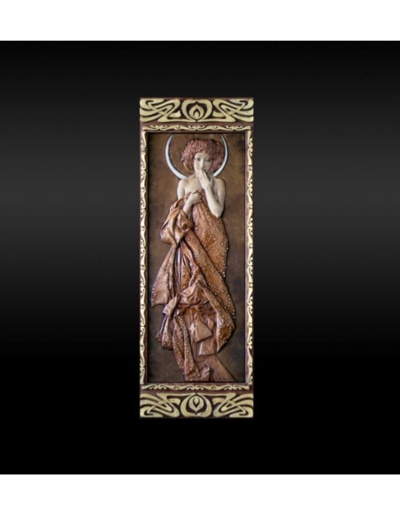 Tableau en relief les Étoiles,  Clair de lune d'après Alphons Mucha.
