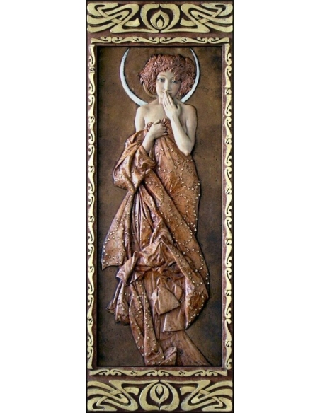 Tableau en relief les Étoiles,  Clair de lune d'après Alphons Mucha.