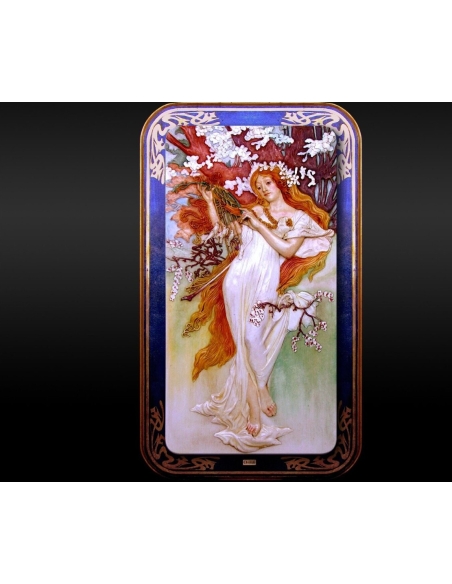 Cuadro en relieve Las estaciones, primavera según Alphons Mucha.