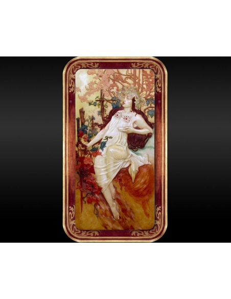Relief painting The seasons, autumn after Alphons Mucha.