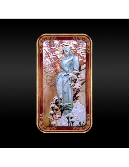 Relief painting The Seasons, Winter after Alphons Mucha.