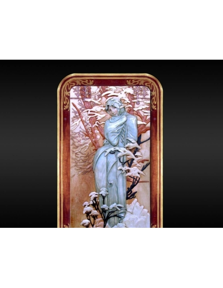 Relief painting The Seasons, Winter after Alphons Mucha.