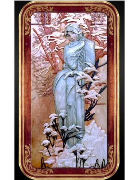 Relief painting The Seasons, Winter after Alphons Mucha.