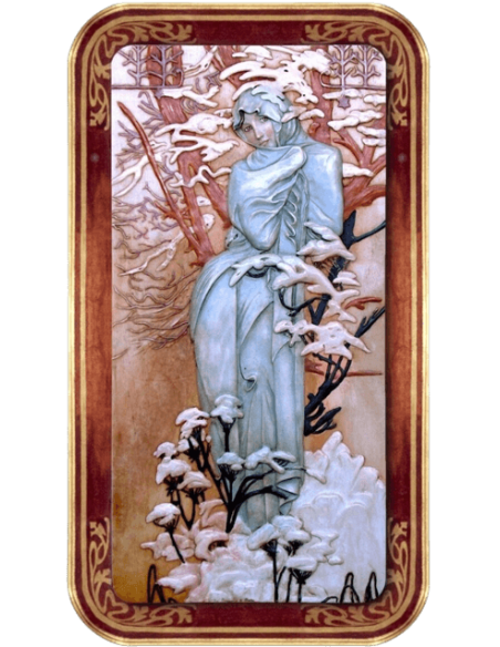 Relief painting The Seasons, Winter after Alphons Mucha.