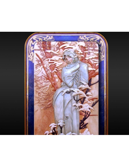Tableau en relief Les saisons, l'Hiver d'après Alphons Mucha.