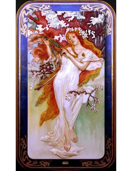 Cuadro en relieve Las estaciones, primavera según Alphons Mucha.