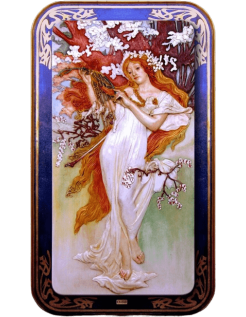 Relief painting The seasons, spring after Alphons Mucha.