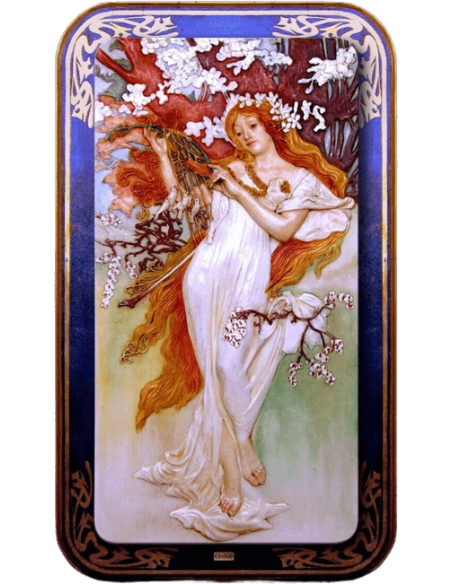Cuadro en relieve Las estaciones, primavera según Alphons Mucha.