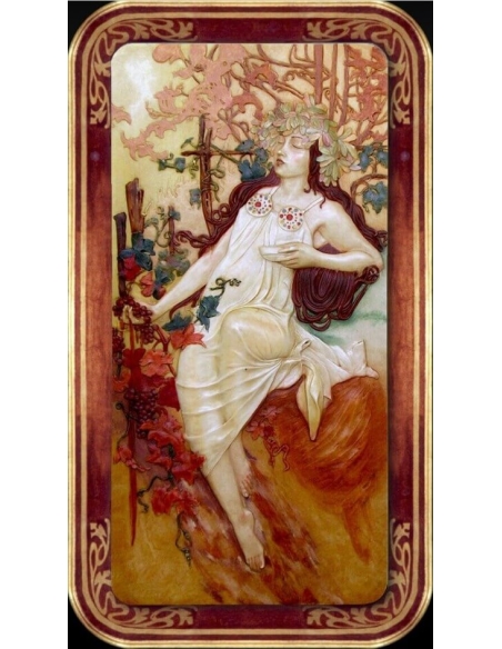 Relief painting The seasons, autumn after Alphons Mucha.