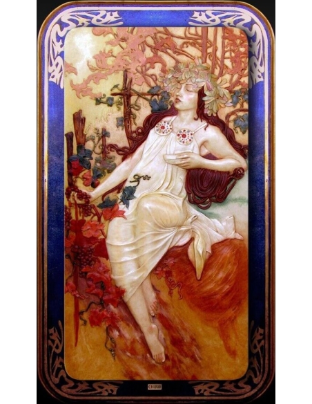 Cuadro en relieve Las estaciones, otoño según Alphons Mucha.