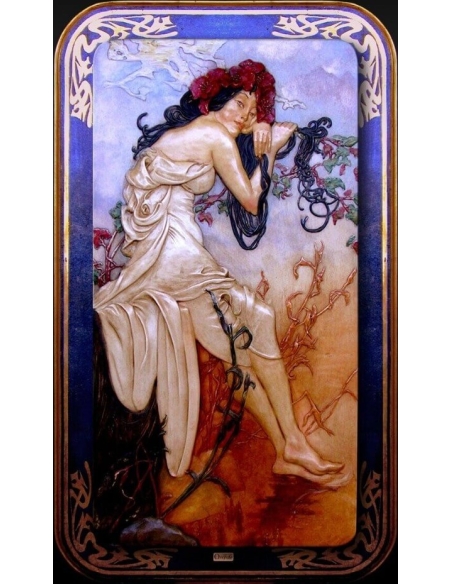 Tableau en relief Les Quatre Saisons, Été d'après l'oeuvre d'Alphons Mucha.