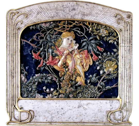 Tableau en relief la Femme avec des marguerites d'après Alphons Mucha.