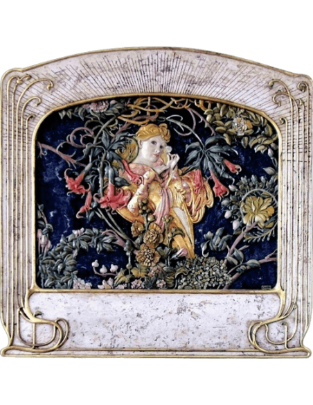 Tableau en relief la Femme avec des marguerites d'après Alphons Mucha.