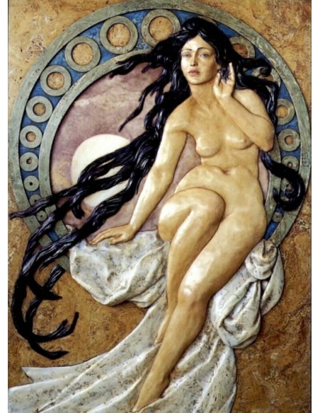 Relief painting The Four Arts, The Music after Alphons Mucha.