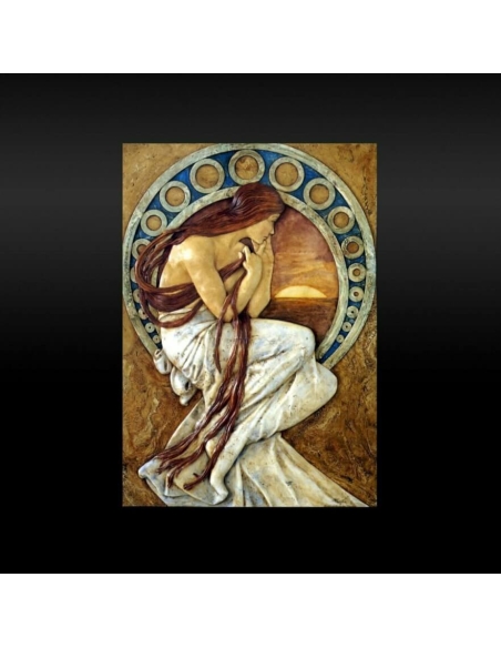Cuadro en relieve Las cuatro artes, La Poesía según Alphons Mucha.