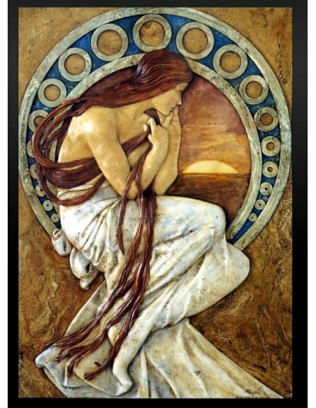 Cuadro en relieve Las cuatro artes, La Poesía según Alphons Mucha.