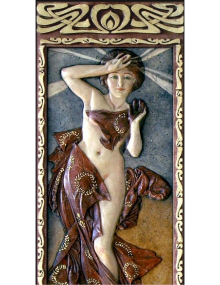 Tableau en relief La Lune et les Étoiles, Étoile du Matin d'après Alphons Mucha.