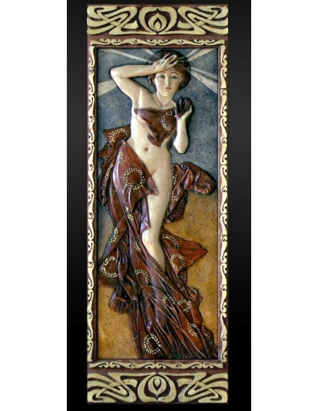 Tableau en relief La Lune et les Étoiles, Étoile du Matin d'après Alphons Mucha.