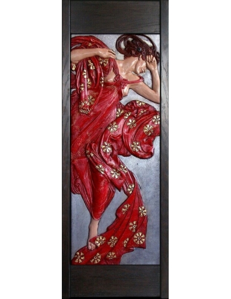 Tableau en relief La Lune et les Étoiles, Étoile du Soir d'après Alphons Mucha.