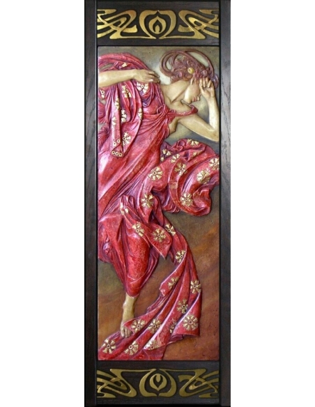 Relief painting The Moon and Stars, Evening Star after Alphons Mucha.