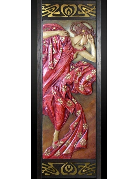 Relief painting The Moon and Stars, Evening Star after Alphons Mucha.