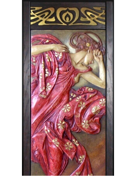 Relief painting The Moon and Stars, Evening Star after Alphons Mucha.