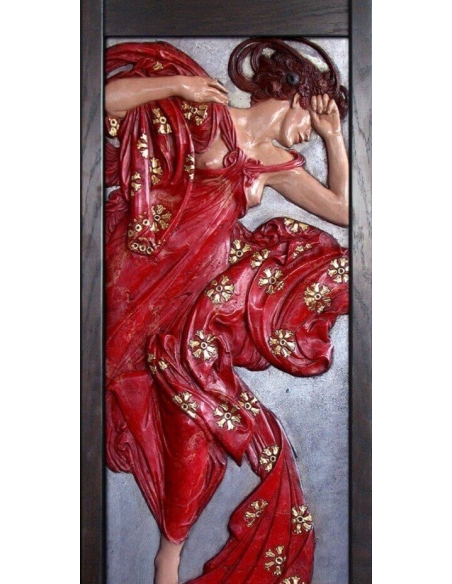 Tableau en relief La Lune et les Étoiles, Étoile du Soir d'après Alphons Mucha.