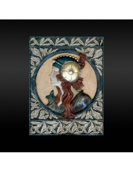 Tableau en relief Têtes byzantines, la Blonde d'après Alphons Mucha.