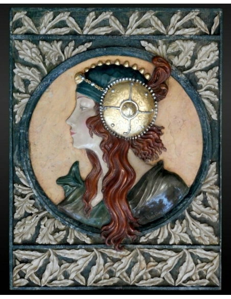 Tableau en relief Têtes byzantines, la Blonde d'après Alphons Mucha.