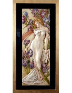 Tableau en relief les Fleurs, l'Iris d'après Alphons Mucha.