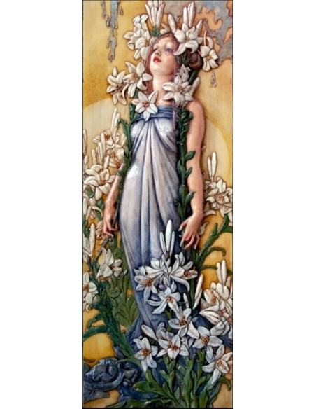 Tableau en relief les Fleurs, le Lys d'après Alphons Mucha.