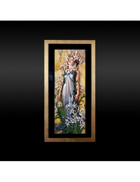 Tableau en relief les Fleurs, le Lys d'après Alphons Mucha.