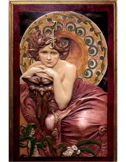 Tableau en relief les pierres précieuses, émeraude...