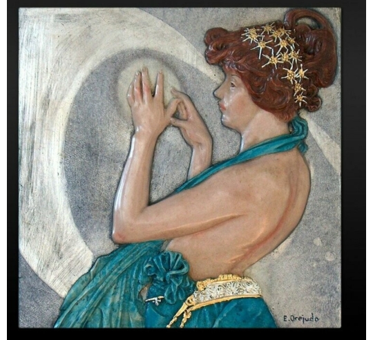 Tableau en relief La Lune et les Étoiles,...