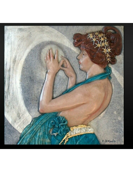 Tableau en relief La Lune et les Étoiles, Fragment de l'Étoile polaire d'après Alphons Mucha.