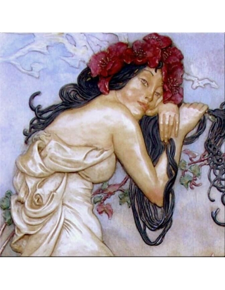 Cuadro en relieve Las estaciones, fragmento de verano según Alphons Mucha.
