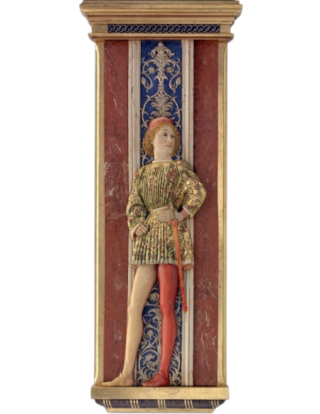 Florentine style relief painting, gentleman after Andrea Mantegna, fresco Ducal Palace of Mantua, The bridal chamber.