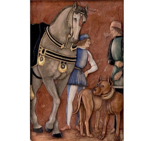 Tableau en relief Cheval et chiens d'après...