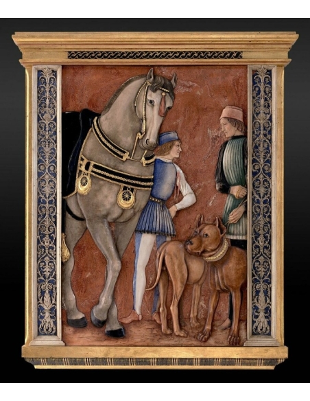 Tableau en relief Cheval et chiens d'après Andréa Mantegna,  d'après Andrea Mantegna, Palais ducal de Mantoue Chambre des Epoux.