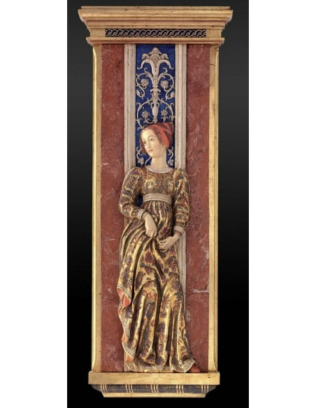 Relief painting, Florentine courtesan after Andrea Mantegna, fresco Ducal Palace of Mantua, The bridal chamber.