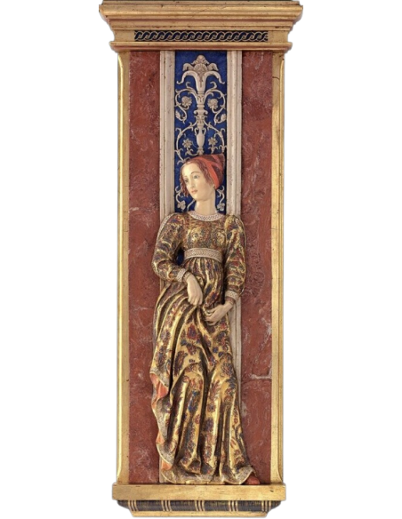 Relief painting, Florentine courtesan after Andrea Mantegna, fresco Ducal Palace of Mantua, The bridal chamber.