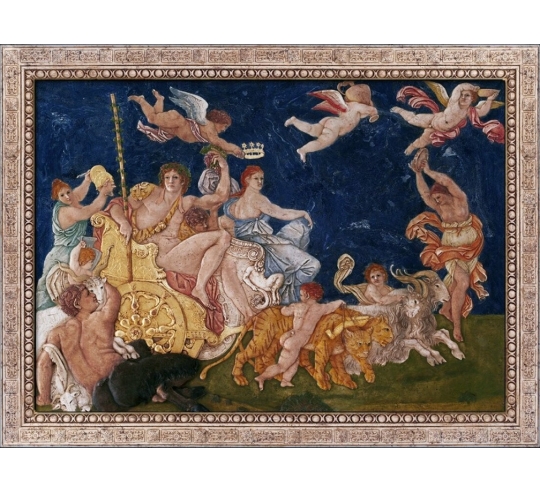 Relief painting "The Triumph of Bacchus and Ariadne" after Anibale Carraci, workshop of the Bolognese school.