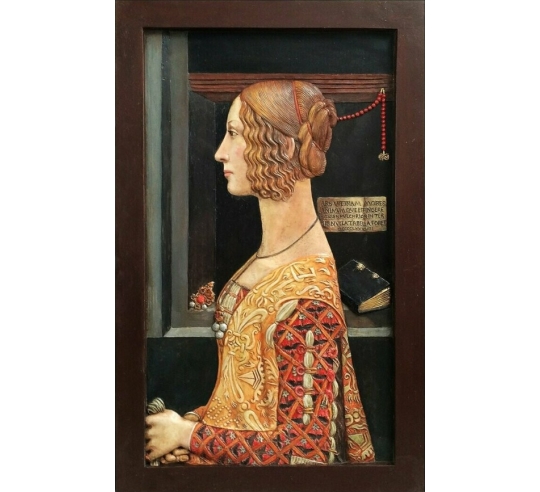 Relief painting Portrait of Giovanna Tornabuoni after Domenico Ghirlandaio.