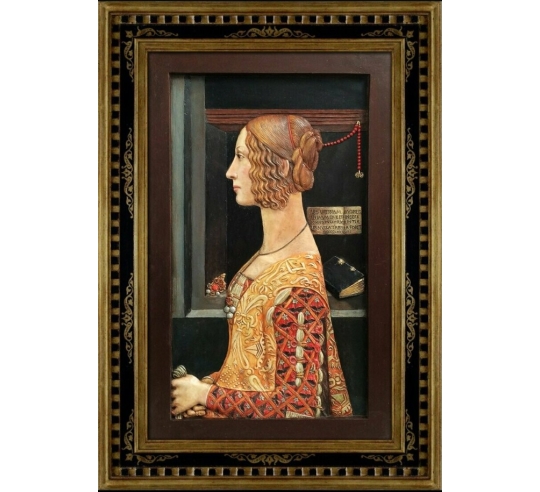 Relief painting Portrait of Giovanna Tornabuoni after Domenico Ghirlandaio.