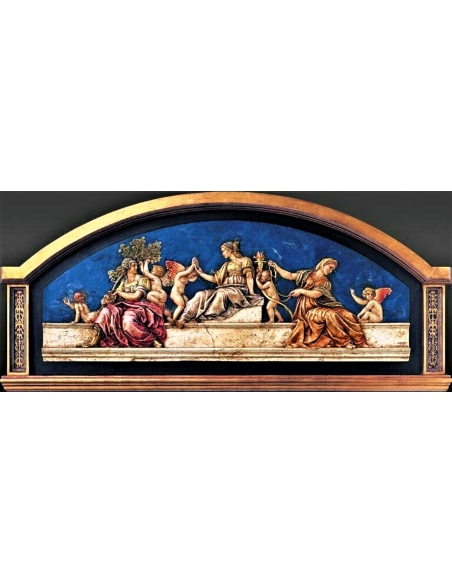 Tableau en relief Les Vertus cardinales et théologales, d'après la fresque de Raphael, palais apostolique du Vatican.