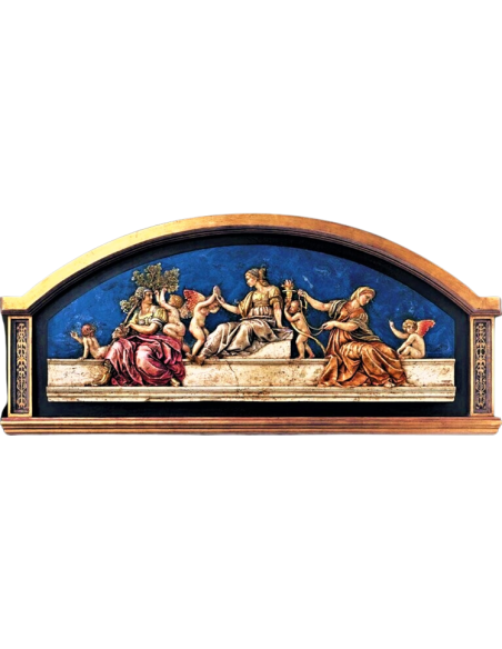 Tableau en relief Les Vertus cardinales et théologales, d'après la fresque de Raphael, palais apostolique du Vatican.
