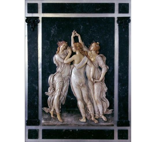 Relief painting The Three Graces, Spring after Sandro Botticelli.
