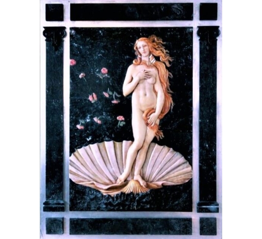 Tableau en relief La Naissance de Vénus ou Nascita di Venere d'après Sandro Botticelli.