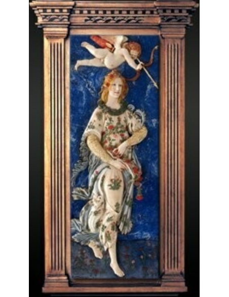 Relief painting, Flora goddess of youth and flowering, allegory of Spring after Sandro Botticelli.