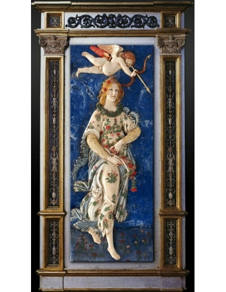 Tableau en relief, Flora déesse de la jeunesse et de la floraison, allégorie du Printemps d'après Sandro Botticelli.